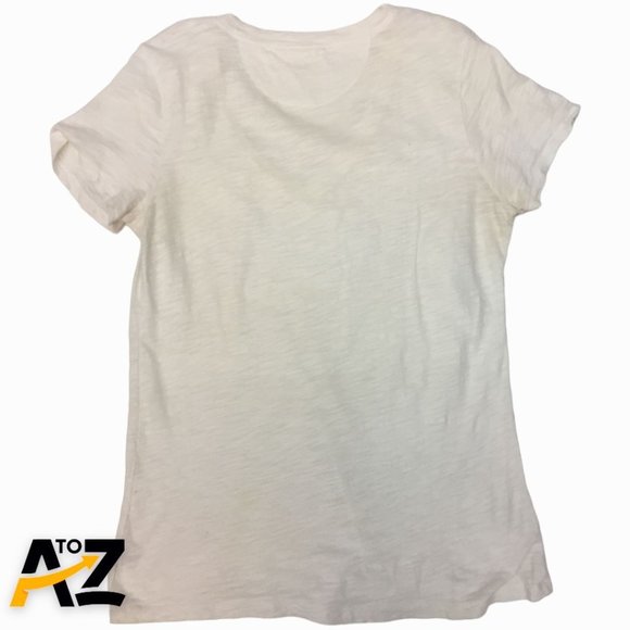 Ana A New Approach Top Size L White Short Sleeves Pullover V Neck - Picture 2 of 11